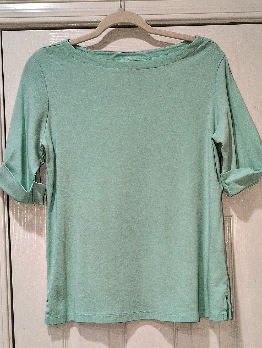 Karen Scott Short Sleeve Top in Green Size Medium Like New